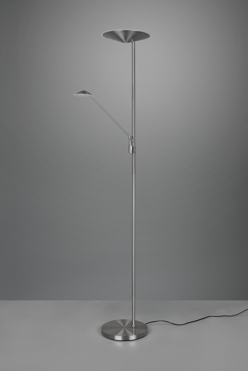 Lampadar Brantford, TRIO, 30x41.6x180 cm, 30W/6.5W, 2x SMD LED, metal, argintiu - imagine 7